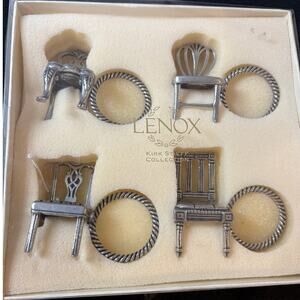 Kirk Stieff Lenox Williamsburg Pewter Chairs Napkin/Place Card Holders